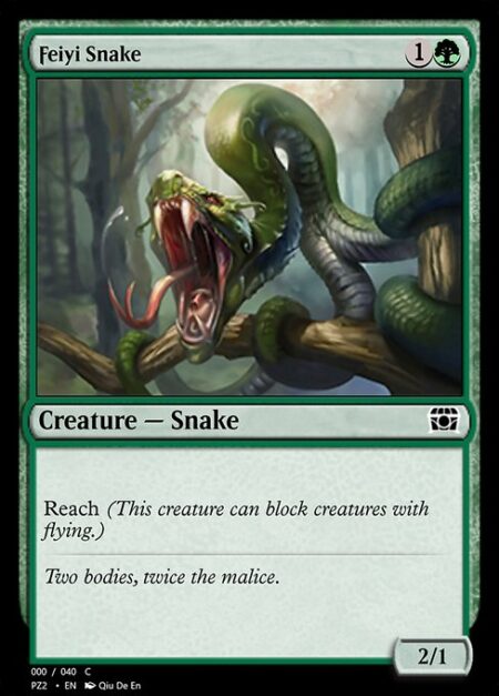 Feiyi Snake - Reach (This creature can block creatures with flying.)