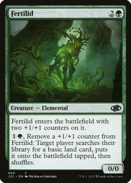 Fertilid - Fertilid enters the battlefield with two +1/+1 counters on it.