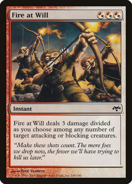 Fire at Will - Fire at Will deals 3 damage divided as you choose among one