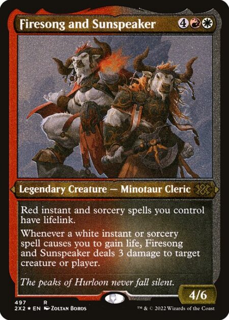 Firesong and Sunspeaker - Red instant and sorcery spells you control have lifelink.