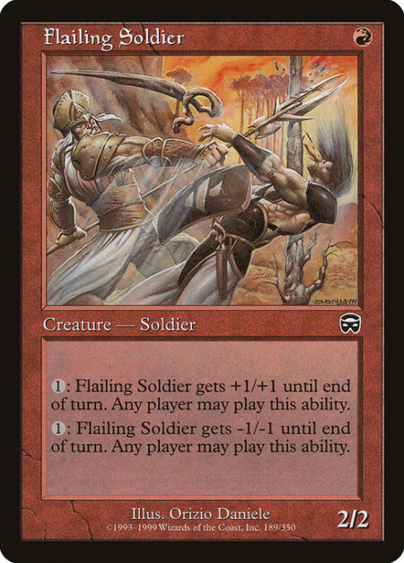 Flailing Soldier - {1}: Flailing Soldier gets +1/+1 until end of turn. Any player may activate this ability.
