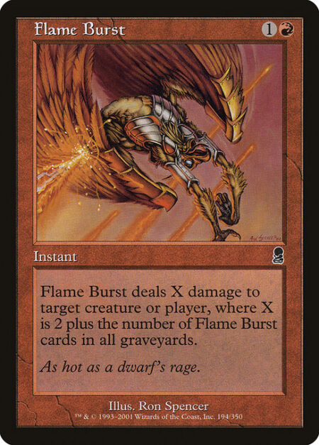 Flame Burst - Flame Burst deals X damage to any target