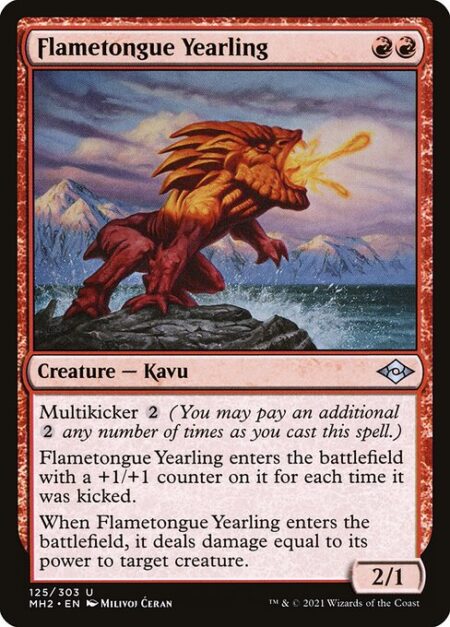 Flametongue Yearling - Multikicker {2} (You may pay an additional {2} any number of times as you cast this spell.)
