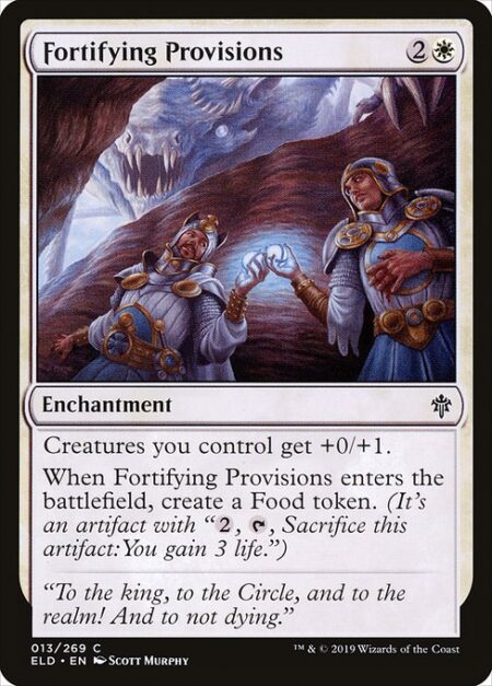 Fortifying Provisions - Creatures you control get +0/+1.