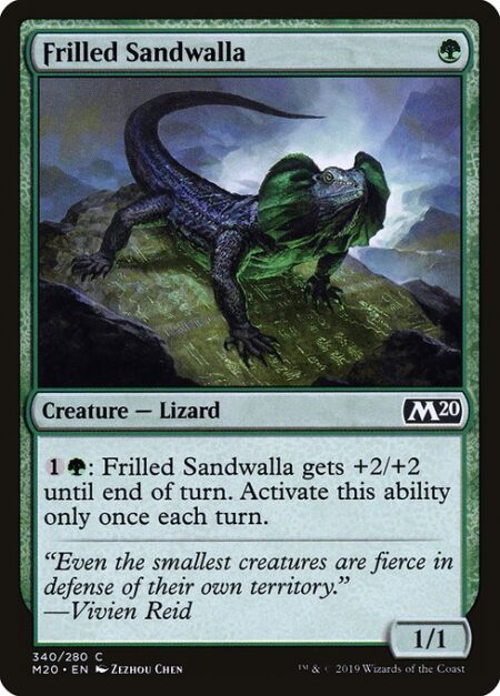 Frilled Sandwalla - {1}{G}: Frilled Sandwalla gets +2/+2 until end of turn. Activate only once each turn.