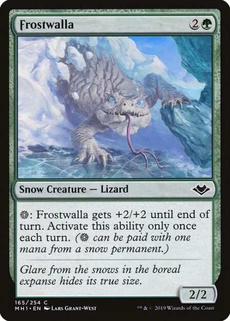 Frostwalla - {S}: Frostwalla gets +2/+2 until end of turn. Activate only once each turn. ({S} can be paid with one mana from a snow source.)