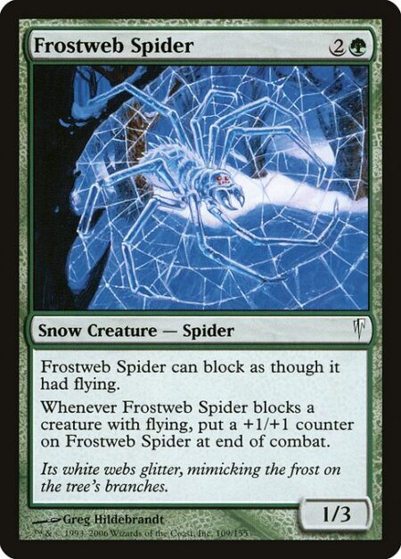 Frostweb Spider - Reach (This creature can block creatures with flying.)