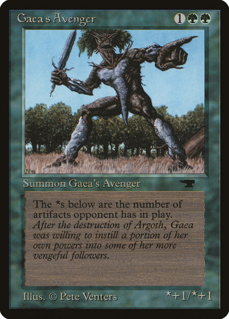 Gaea's Avenger - Gaea's Avenger's power and toughness are each equal to 1 plus the number of artifacts your opponents control.