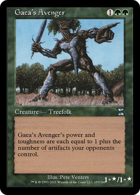 Gaea's Avenger - Gaea's Avenger's power and toughness are each equal to 1 plus the number of artifacts your opponents control.