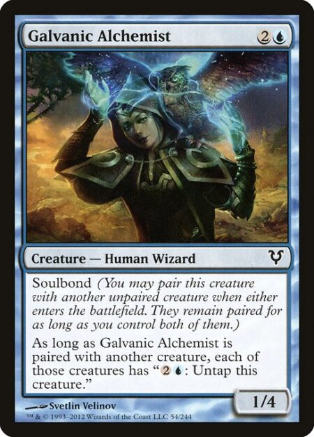 Galvanic Alchemist - Soulbond (You may pair this creature with another unpaired creature when either enters the battlefield. They remain paired for as long as you control both of them.)