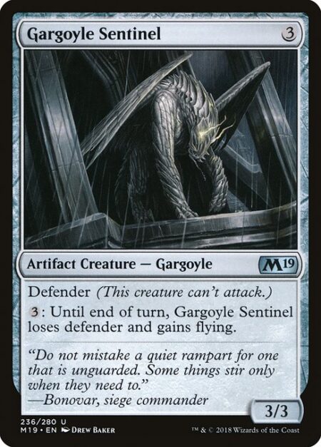 Gargoyle Sentinel - Defender (This creature can't attack.)