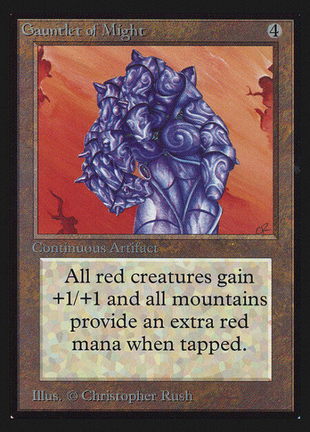 Gauntlet of Might - Red creatures get +1/+1.