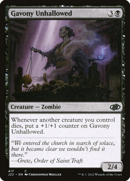 Gavony Unhallowed - Whenever another creature you control dies