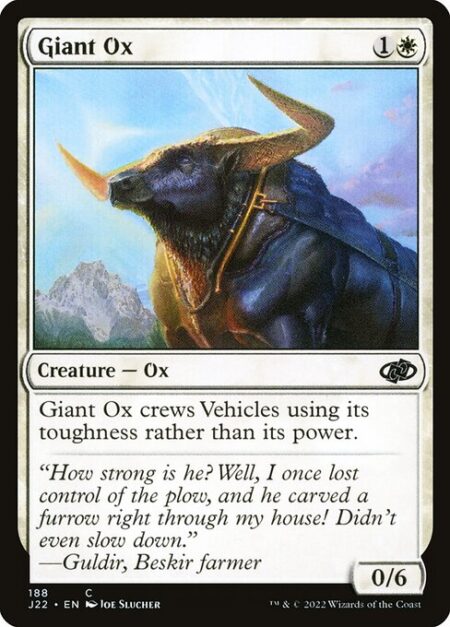 Giant Ox - Giant Ox crews Vehicles using its toughness rather than its power.