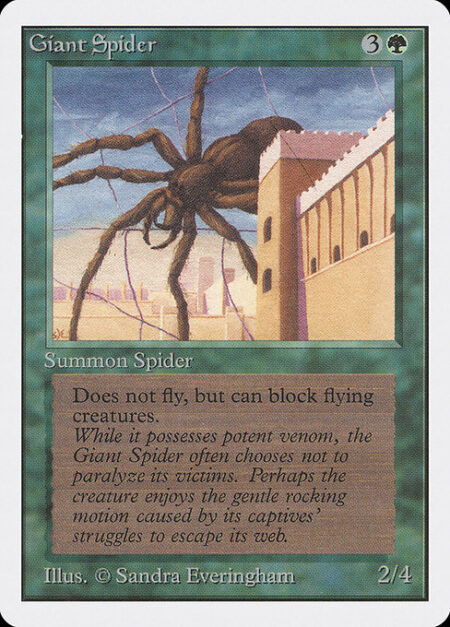 Giant Spider - Reach (This creature can block creatures with flying.)