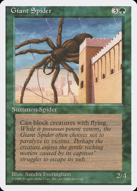 Giant Spider - Reach (This creature can block creatures with flying.)