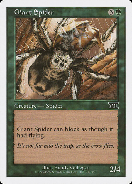 Giant Spider - Reach (This creature can block creatures with flying.)