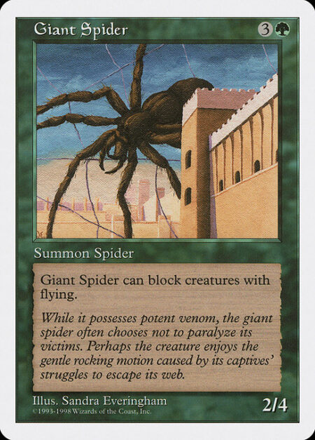 Giant Spider - Reach (This creature can block creatures with flying.)