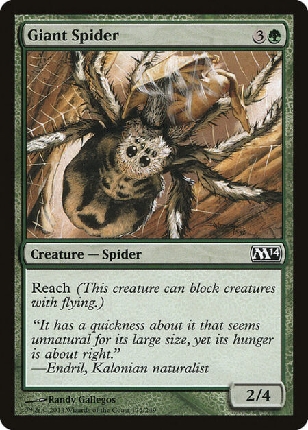 Giant Spider - Reach (This creature can block creatures with flying.)