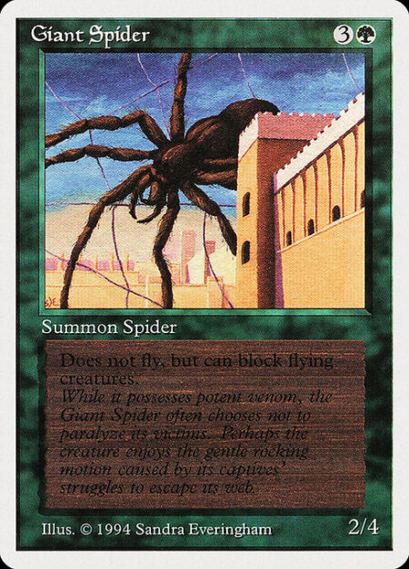 Giant Spider - Reach (This creature can block creatures with flying.)