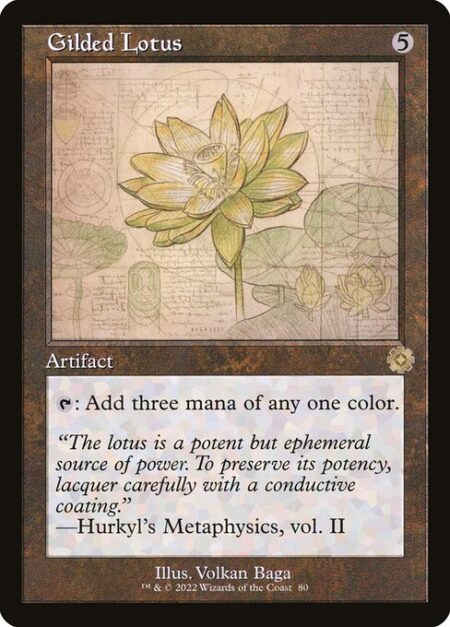 Gilded Lotus - {T}: Add three mana of any one color.