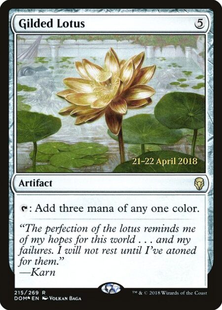 Gilded Lotus - {T}: Add three mana of any one color.