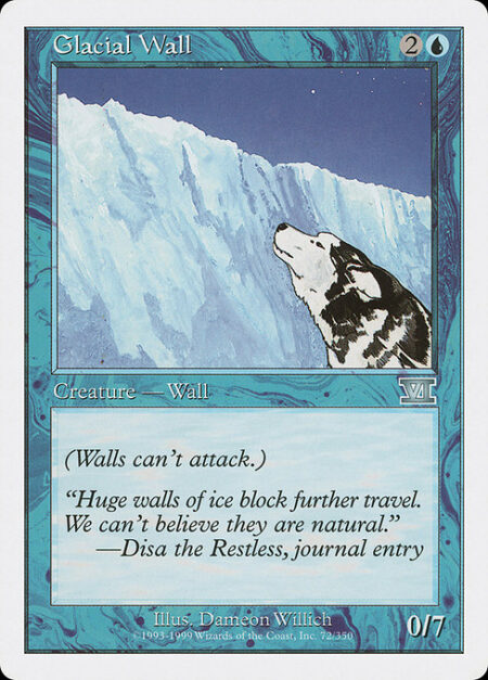 Glacial Wall - Defender (This creature can't attack.)