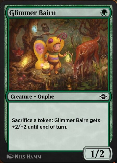 Glimmer Bairn - Sacrifice a token: Glimmer Bairn gets +2/+2 until end of turn.