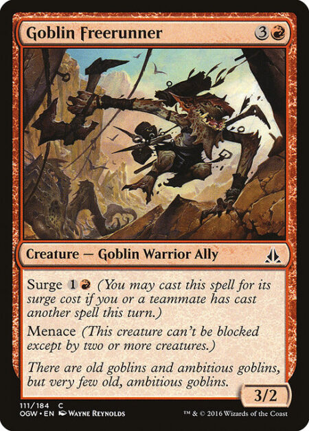 Goblin Freerunner - Surge {1}{R} (You may cast this spell for its surge cost if you or a teammate has cast another spell this turn.)