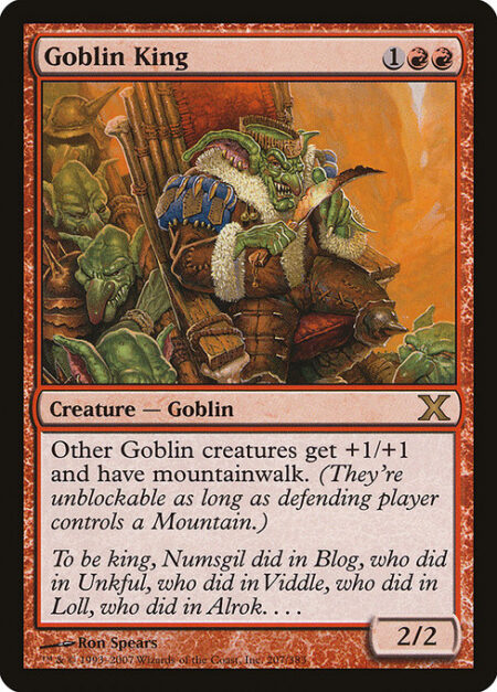 Goblin King - Other Goblins get +1/+1 and have mountainwalk.