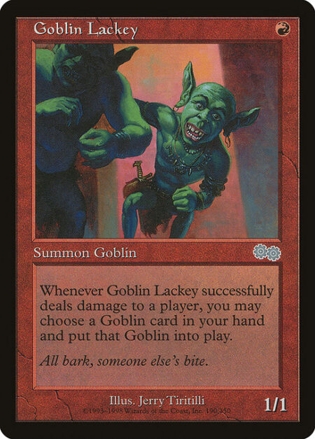 Goblin Lackey - Whenever Goblin Lackey deals damage to a player