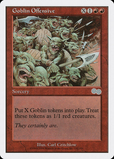 Goblin Offensive - Create X 1/1 red Goblin creature tokens.