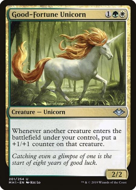 Good-Fortune Unicorn - Whenever another creature enters the battlefield under your control