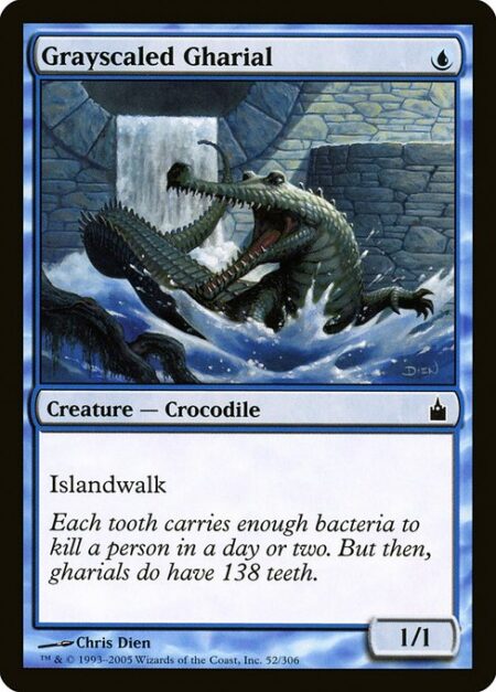 Grayscaled Gharial - Islandwalk (This creature can't be blocked as long as defending player controls an Island.)