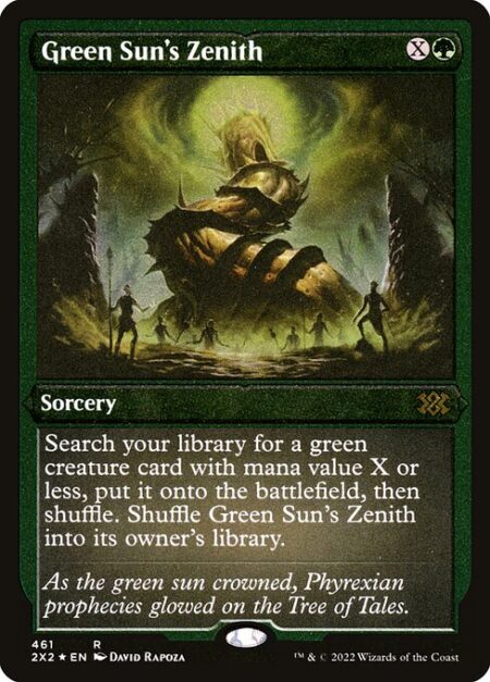 Green Sun's Zenith - Search your library for a green creature card with mana value X or less