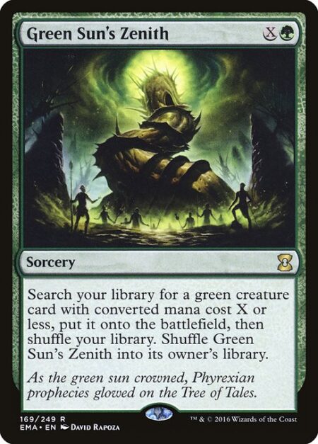 Green Sun's Zenith - Search your library for a green creature card with mana value X or less