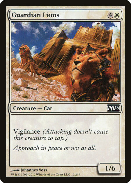 Guardian Lions - Vigilance (Attacking doesn't cause this creature to tap.)