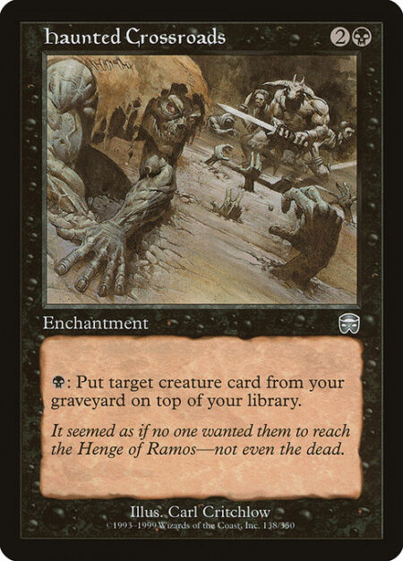 Haunted Crossroads - {B}: Put target creature card from your graveyard on top of your library.