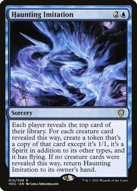 Haunting Imitation - Each player reveals the top card of their library. For each creature card revealed this way