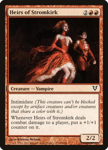 Heirs of Stromkirk - Intimidate (This creature can't be blocked except by artifact creatures and/or creatures that share a color with it.)