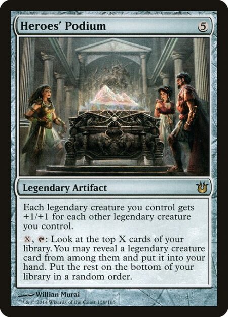 Heroes' Podium - Each legendary creature you control gets +1/+1 for each other legendary creature you control.