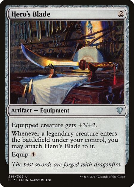 Hero's Blade - Equipped creature gets +3/+2.