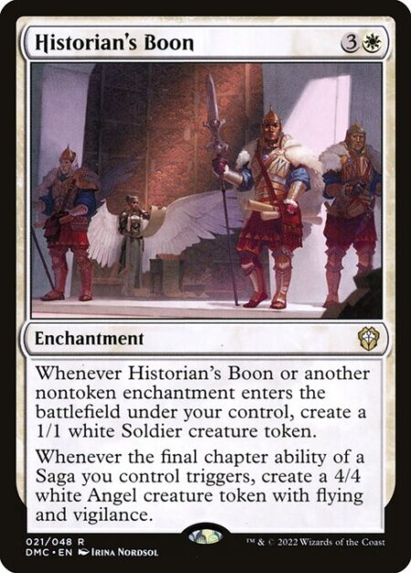 Historian's Boon - Whenever Historian's Boon or another nontoken enchantment enters the battlefield under your control