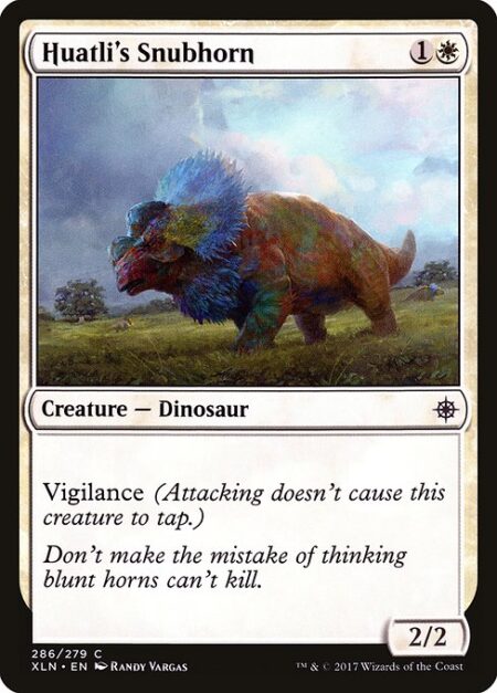 Huatli's Snubhorn - Vigilance (Attacking doesn't cause this creature to tap.)