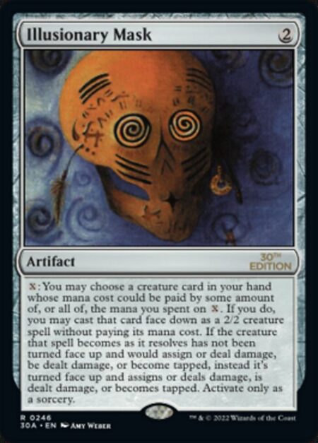 Illusionary Mask - {X}: You may choose a creature card in your hand whose mana cost could be paid by some amount of