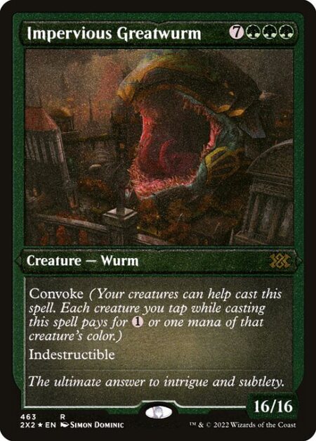 Impervious Greatwurm - Convoke (Your creatures can help cast this spell. Each creature you tap while casting this spell pays for {1} or one mana of that creature's color.)