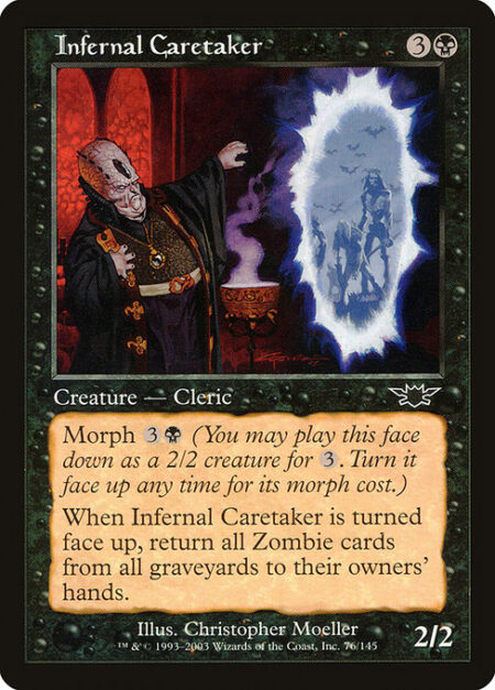 Infernal Caretaker - Morph {3}{B} (You may cast this card face down as a 2/2 creature for {3}. Turn it face up any time for its morph cost.)