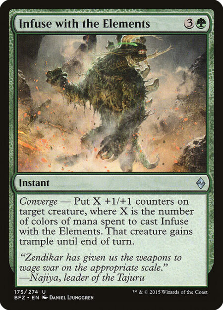 Infuse with the Elements - Converge — Put X +1/+1 counters on target creature