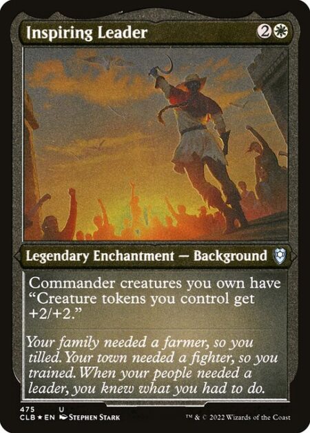 Inspiring Leader - Commander creatures you own have "Creature tokens you control get +2/+2."