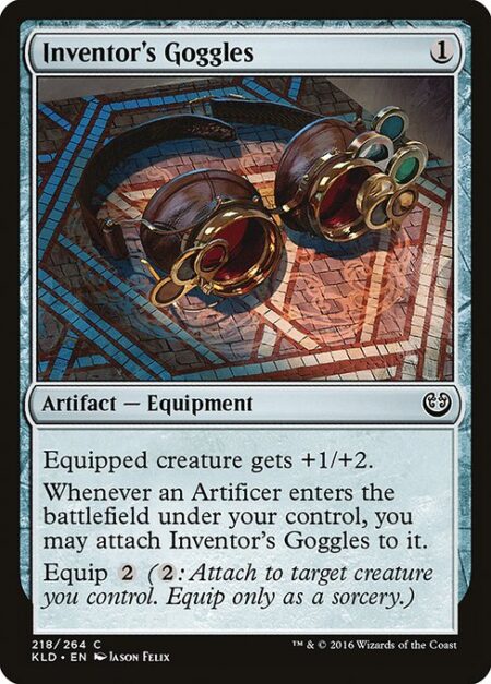 Inventor's Goggles - Equipped creature gets +1/+2.